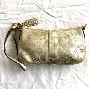 Coach Gold Leather Wristlet